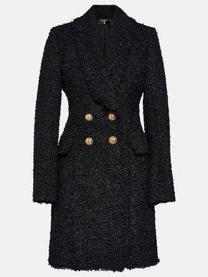 Palton din tweed Balmain negru