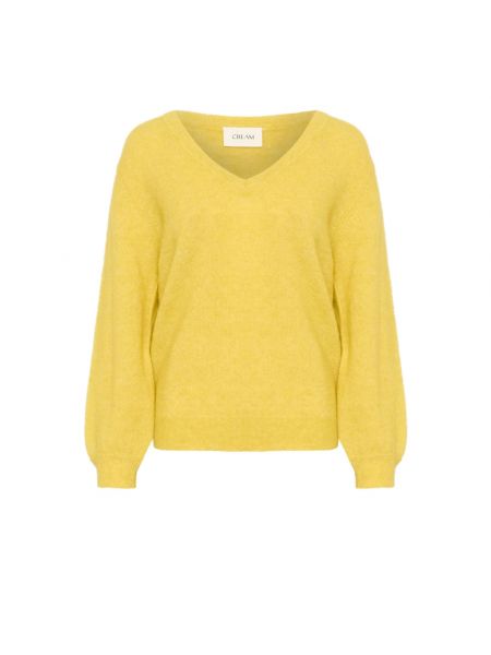 Żółty pulower z dekoltem w serek w kolorze melanż Cream