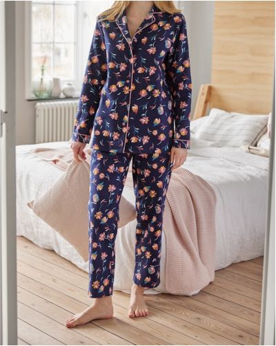 Pijama manga larga de franela Damart azul