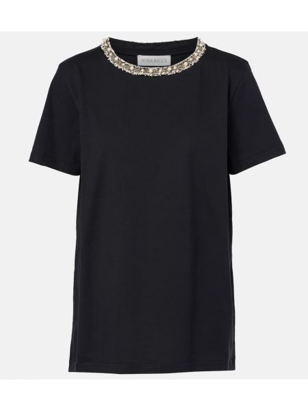 Bomull t-shirt Nina Ricci svart