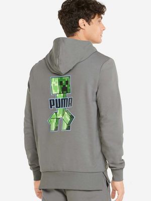 Bluza z kapturem bawełniana z nadrukiem Puma szara