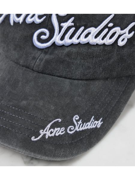 Haftowana czapka z daszkiem bawełniana Acne Studios czarna