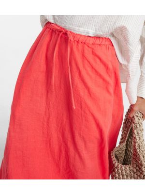 Falda larga de lino de terciopelo‏‏‎ Velvet rojo