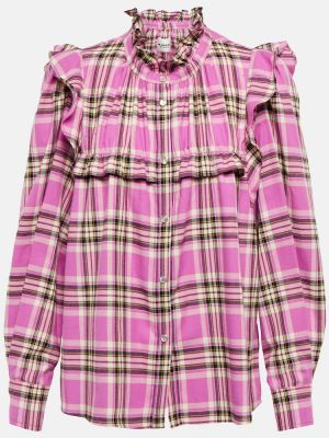 Camisa de algodón a cuadros Marant Etoile rosa