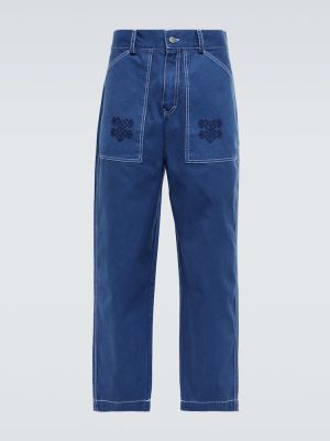 Straight fit džíny s výšivkou Adish modré