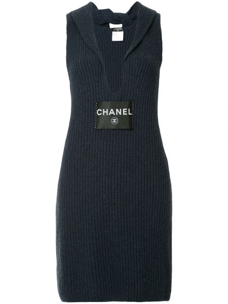 Vestido con escote v Chanel Pre-owned azul
