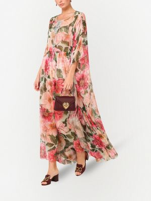 Vestido de noche de flores con estampado Dolce & Gabbana rosa