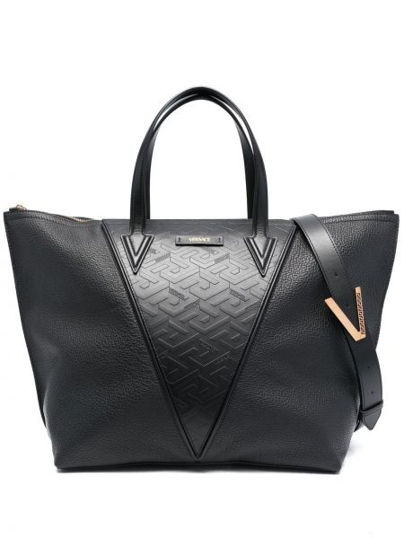 Leder shopper handtasche Versace schwarz