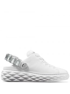Δερμάτινα sneakers με πετραδάκια Jimmy Choo λευκό
