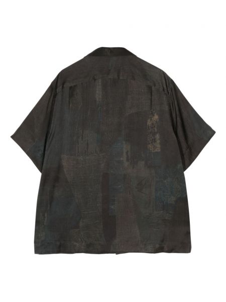 Koszula z nadrukiem w abstrakcyjne wzory Ziggy Chen brązowa