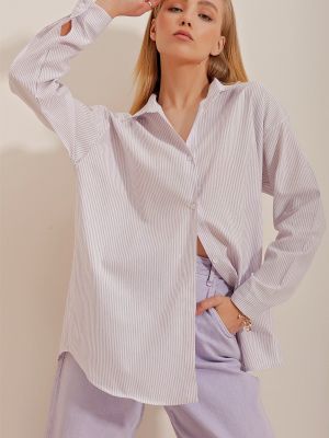 Prugasta košulja oversized Trend Alaçatı Stili