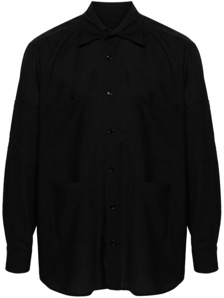 Μάλλινο πουκάμισο με τσέπες Mm6 Maison Margiela μαύρο