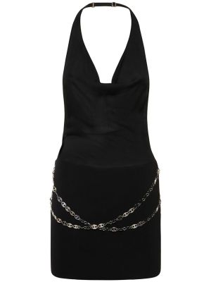Ohlávka viskózové mini šaty jersey Aya Muse - černá