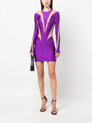 Koktejlové šaty se síťovinou Mugler fialové