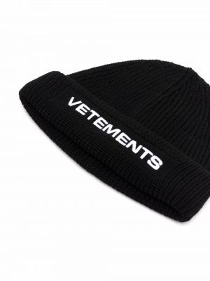 Dzianinowa czapka z nadrukiem Vetements