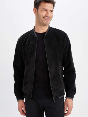 Slim fit szarvasbőr kabát Defacto fekete