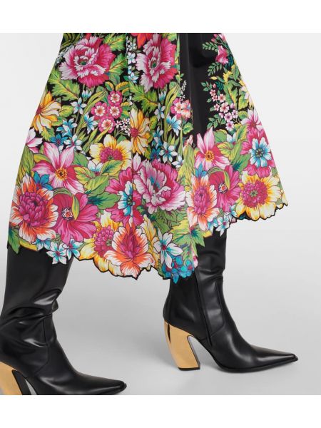 Kvetinová bavlnená dlhá sukňa Etro čierna