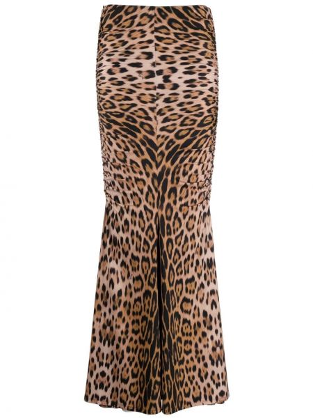 Maksi suknja s printom s leopard uzorkom Roberto Cavalli smeđa