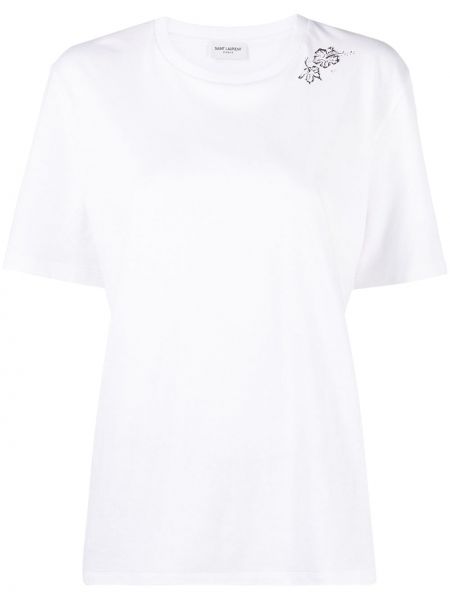 Тениска с принт Saint Laurent бяло