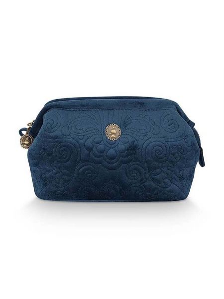 Žametna kozmetična torbica iz rebrastega žameta Pip Studio modra