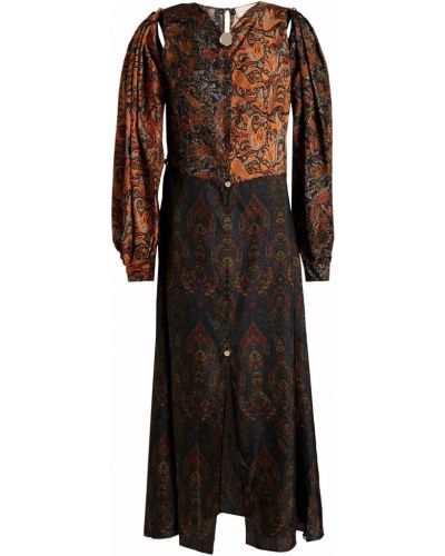 Satynowa sukienka midi z printem Christopher Kane, сzarny