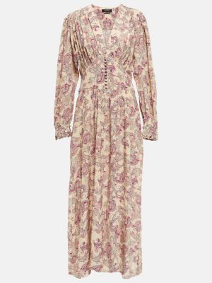 Hedvábné midi šaty s paisley potiskem Isabel Marant