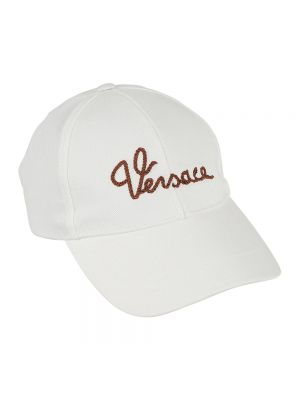 Haftowana czapka z daszkiem Versace biała