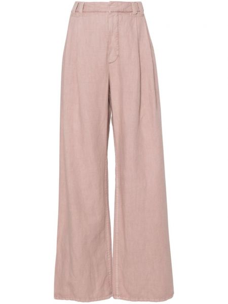 Plisirane hlače ravnih nogavica Brunello Cucinelli ružičasta