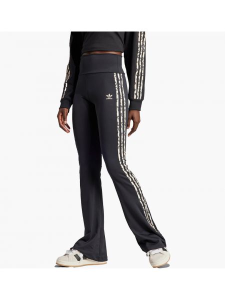 Леопардовые леггинсы в полоску Adidas черные