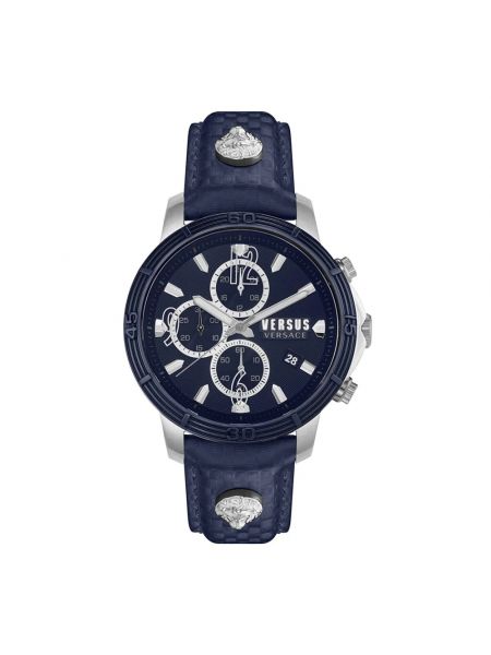 Niebieski zegarek skórzany Versus Versace