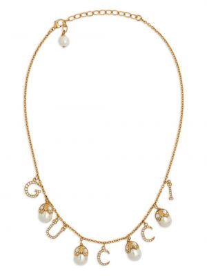 Křišťálový náhrdelník s potiskem Gucci zlatý