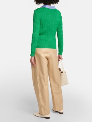 Памучен пуловер Polo Ralph Lauren зелено