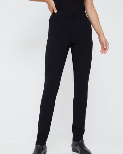 Emporio Armani pantaloni femei, culoarea negru, drept, high waist