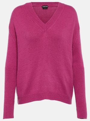 Sweter wełniany z kaszmiru Tom Ford różowy