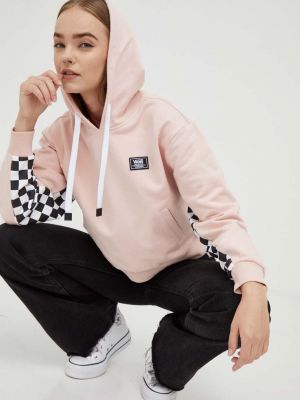 Pamučna hoodie s kapuljačom Vans ružičasta