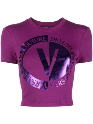 Tričko s potlačou Versace Jeans Couture fialová
