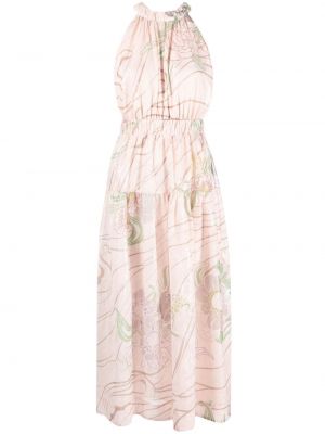 Virágos hosszú ruha nyomtatás Sabina Musayev rózsaszín