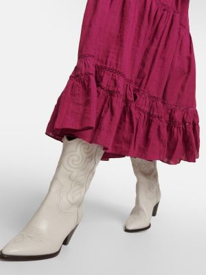 Vestido midi de lino de algodón Marant Etoile violeta