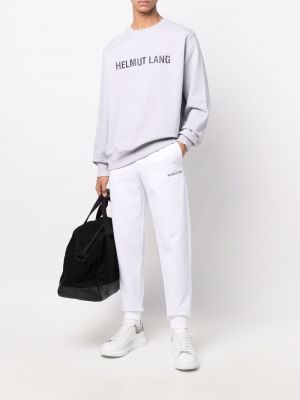 Sportovní kalhoty s potiskem Helmut Lang bílé