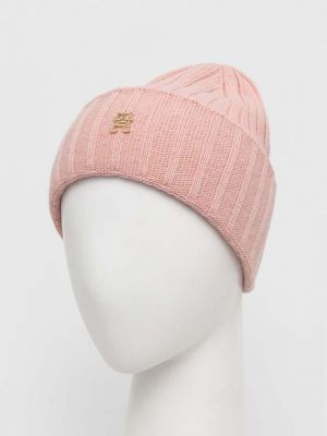 Шерстяная шапка Tommy Hilfiger розовая