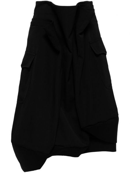 Aszimmetrikus gyapjú midi szoknya Comme Des Garçons fekete