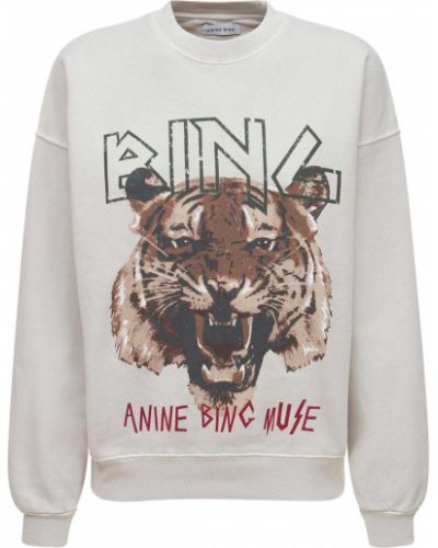 Bluza bawełniana z nadrukiem w tygrysie prążki Anine Bing szara