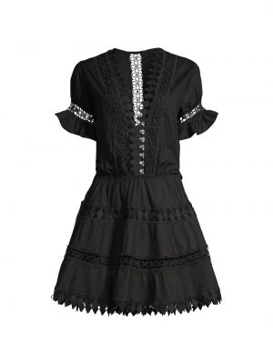 Платье мини с вышивкой Peixoto черное