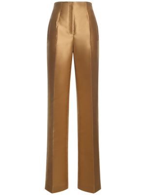 Voľné hodvábne nohavice s vysokým pásom Alberta Ferretti zlatá