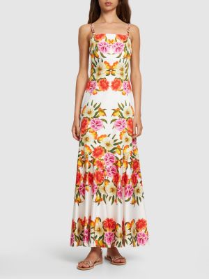 Pamučna maksi haljina s cvjetnim printom s printom Borgo De Nor bijela