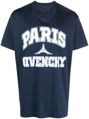 Памучна тениска с принт Givenchy синьо