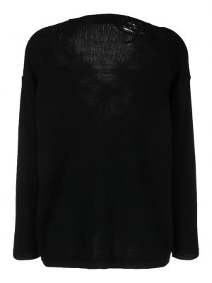 Spitzen pullover mit v-ausschnitt Ermanno Firenze schwarz