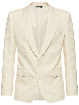 Βαμβακερός μπουφάν ζακάρ Dolce & Gabbana λευκό