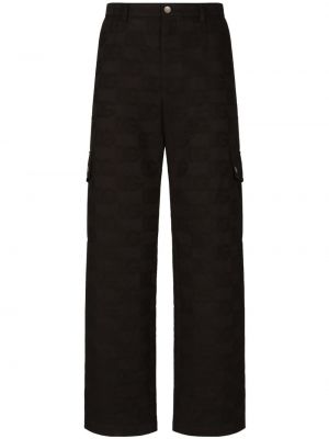 Žakárové bavlněné rovné kalhoty Dolce & Gabbana černé