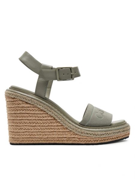 Espadrilky na klínovém podpatku Calvin Klein šedé